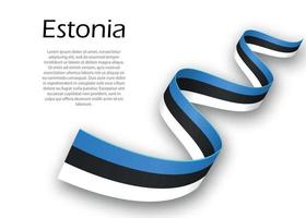 sventolando il nastro o lo striscione con la bandiera dell'estonia vettore