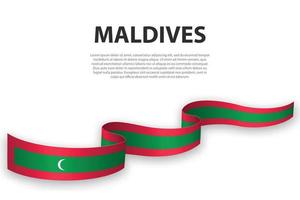 sventolando il nastro o lo striscione con la bandiera delle maldive vettore