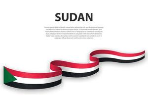 agitando nastro o bandiera con bandiera di Sudan vettore
