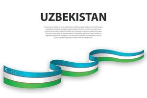 sventolando il nastro o lo striscione con la bandiera dell'uzbekistan vettore