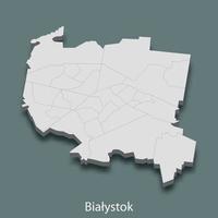 3d isometrico carta geografica di bialystok è un' città di Polonia vettore