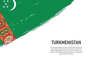 grunge styled spazzola ictus sfondo con bandiera di turkmenistan vettore