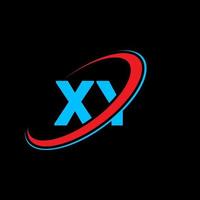 xy logo. xy design. blu e rosso xy lettera. xy lettera logo design. iniziale lettera xy connesso cerchio maiuscolo monogramma logo. vettore