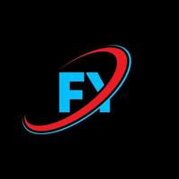 fy logo. fy design. blu e rosso fy lettera. fy lettera logo design. iniziale lettera fy connesso cerchio maiuscolo monogramma logo. vettore