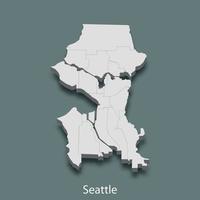 3d isometrico carta geografica di Seattle è un' città di unito stati vettore
