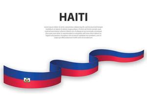 sventolando il nastro o lo striscione con la bandiera di haiti vettore