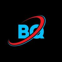 bq logo. bq design. blu e rosso bq lettera. bq lettera logo design. iniziale lettera bq connesso cerchio maiuscolo monogramma logo. vettore