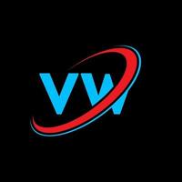 vw v w lettera logo design. iniziale lettera vw connesso cerchio maiuscolo monogramma logo rosso e blu. vw logo, v w design. vw, v w vettore