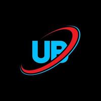 ub u B lettera logo design. iniziale lettera ub connesso cerchio maiuscolo monogramma logo rosso e blu. ub logo, u B design. ub, u B vettore