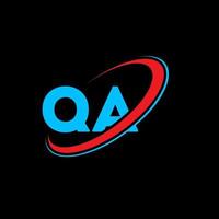 qa logo. qa design. blu e rosso qa lettera. qa lettera logo design. iniziale lettera qa connesso cerchio maiuscolo monogramma logo. vettore
