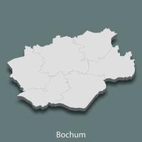 3d isometrico carta geografica di bochum è un' città di Germania vettore