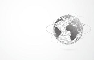 connessione di rete globale. punto della mappa del mondo e concetto di composizione della linea del business globale. illustrazione vettoriale