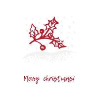 disegnato a mano festivo Natale e nuovo anno carta con vacanza simboli agrifoglio e calligrafico saluto iscrizione vettore