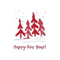 disegnato a mano festivo Natale e nuovo anno carta con vacanza simboli albero e calligrafico saluto iscrizione vettore