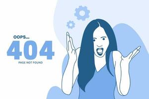 illustrazioni donna depressione con Internet connessioni per oops 404 errore design concetto atterraggio pagina vettore