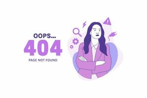 illustrazioni braccia attraversato arrabbiato donna per oops 404 errore design concetto atterraggio pagina vettore
