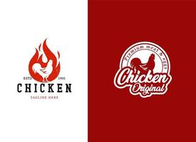 fritte pollo e pollo azienda agricola logo design modello. vettore