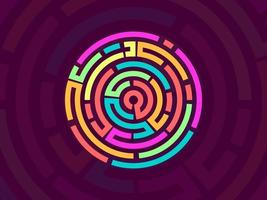 il giro labirinto colorato icona vettore