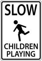 lento bambini giocando cartello su bianca sfondo vettore
