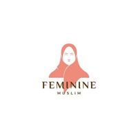 femminile viso con hijab logo design vettore