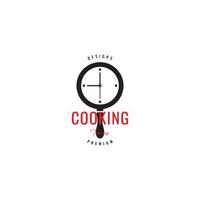 parete orologio tempo per cucinando logo design vettore