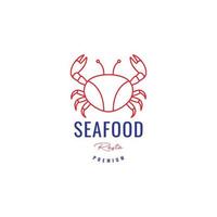 linea minimo frutti di mare Granchio logo design vettore