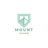 minimalista montagna con scudo logo design vettore