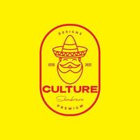 sombrero vecchio uomo barbuto logo design vettore