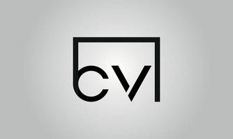 lettera CV logo design. CV logo con piazza forma nel nero colori vettore gratuito vettore modello.