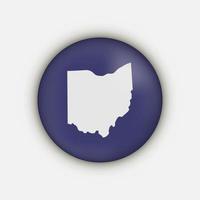 Mappa del cerchio dello stato dell'Ohio con ombra lunga vettore