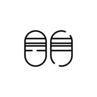 sandalo, calzature, pantofola tratteggiata linea icona vettore illustrazione logo modello. adatto per molti scopi.