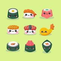 impostato di kawaii Sushi giapponese cibo vettore