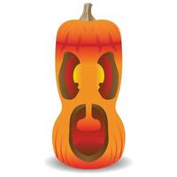 un' lungo zucca urla con un' ardente splendore dentro. vettore isolato illustrazione su bianca sfondo. tradizionale decorazione, Halloween celebrazione simbolo