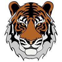 tigre testa illustrazione, sport portafortuna o squadra logo nel piatto stile. cartone animato Immagine nel vettore grafica.