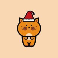 carino poco gattino indossare Santa cappello, carino animali disegno, gratuito vettore