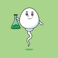 carino cartone animato portafortuna personaggio sperma come scienziato vettore