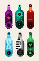 sei decorativo bottiglie vettore illustrazione