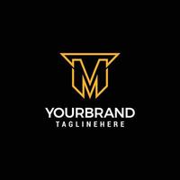 monogramma logo di il lettere t e m formatura un' scudo moderno elegante e lussuoso logo. vettore