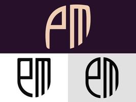 creativo iniziale lettere pm logo disegni fascio. vettore
