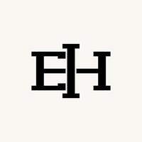 semplice e unico lettera o parola eh serif font con linea bloccare su mezzo Immagine grafico icona logo design astratto concetto vettore scorta. può essere Usato come simbolo relazionato per iniziale o monogramma
