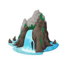 fiume acqua cascata, cartone animato montagna cascata vettore