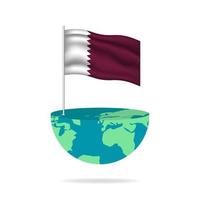 Qatar bandiera polo su globo. bandiera agitando in giro il mondo. facile la modifica e vettore nel gruppi. nazionale bandiera vettore illustrazione su bianca sfondo.