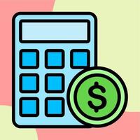 illustrazione grafica vettoriale di calcolatrice, moneta, icona del dollaro