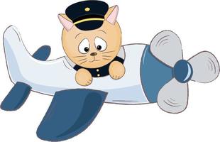 illustrazione di carino cartone animato gatto pilota vettore