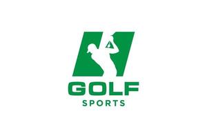 alfabeto lettera icona logo h per golf logo design modello vettoriale, etichetta vettoriale del golf, logo del campionato di golf, illustrazione, icona creativa, concetto di design
