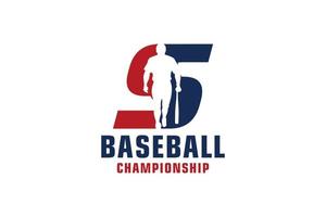 lettera s con logo da baseball. elementi del modello di progettazione vettoriale per la squadra sportiva o l'identità aziendale.