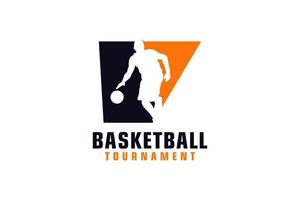 lettera v con logo di basket. elementi del modello di progettazione vettoriale per la squadra sportiva o l'identità aziendale.