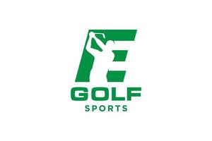 alfabeto lettera icona logo e per golf logo design modello vettoriale, etichetta vettoriale del golf, logo del campionato di golf, illustrazione, icona creativa, concetto di design