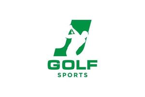 alfabeto lettera icona logo j per golf logo design modello vettoriale, etichetta vettoriale del golf, logo del campionato di golf, illustrazione, icona creativa, concetto di design