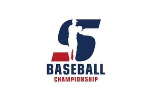 lettera s con logo da baseball. elementi del modello di progettazione vettoriale per la squadra sportiva o l'identità aziendale.